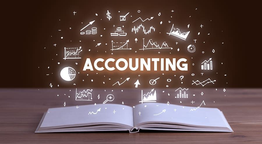Accounting records, calculator and business notes